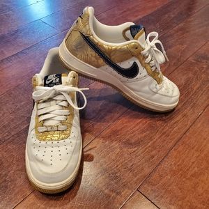 Nike Air Force 1 XXV Gold, Black, White Shoes 10 Nike Air Force 1 XXV Gold, Black, White Shoes 10